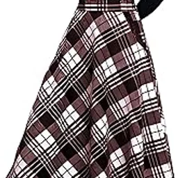 shcon Casual Midi Cotton Skirt | Blue Black Maroon Checkered Look for Women & Girls-picture-20