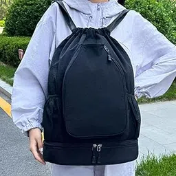 MERISHOPP Tennis Backpack Portable Badminton Racket Bag for Men Gym Outdoor Activities Black | Sports Equipment | Outdoor Sports Gear | Exercise Gear-image-7