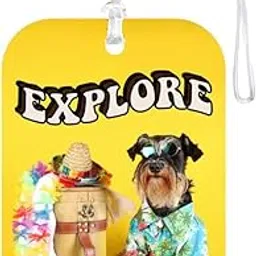 tashis pet junction TPJ Handmade Resin Customized Luggage ID Tag with Pet Name Dog Cat Photo, Cute Personalized Travel Bag Identifier Label, Travel Accessories Ideal Gifting - Voyage with Paws Goggles Vintage Suitcase-picture-26