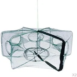 CALANDIS 2 Foldable Fishing Crab Net 0 Cast Dip Cage Fish Prawn Shrimp Net 6 Holes | Nets | Fishing Equipment image 1