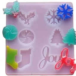 YellowCult 6 in 1 Christmas Silicone Molds,Snowflake Joy Tree Sock Mould for Handmade Soaps Making Cake Candy Baking Clay Jewelry Keychain Resin Charm Crafts DIY Home Decoration Art Crafts Supplies-C-picture-51