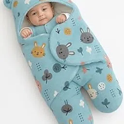 First Kick Baby Blanket New Born Pack of Hooded Printed Swaddle Wrapper Bag Pack of 1, 0-6 Months, L 70 cm x B 70 cm-picture-21