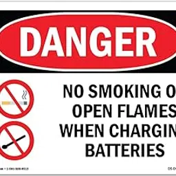 OSHA Danger Sign - No Smoking When Charging Batteries | Aluminum Sign | Protect Your Business, Construction Site, Warehouse & Shop Area | Ã‚ Made in The USA image 1