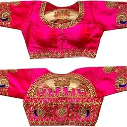 pujia mills Pujia Mils Women's Silk Solid Half Sleeve Blouse (Dumbo_Pink_38)-picture-13