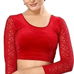 vamas Women's Cotton Lycra Non-Padded Stretchable 3/4 Sleeve Saree Blouse (A-16.N)-picture-34