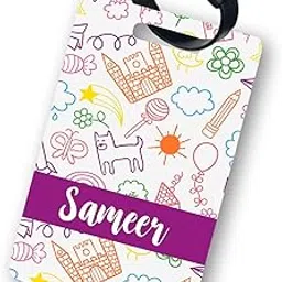 Luggage Tag | Bag Tag | School Bag Name Tag | Travel in Style- Personalize with Name, Picture, Theme - MDF Custom Single Side Print, Mom's Charm - Kids, Adults (Doodle Design)-image-49