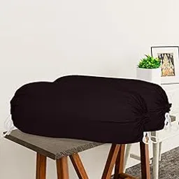 Kuber Industries Bolster Covers | Soft Cotton Bolster Cover Set | Diwan Round Bolster Pillow Covers | Striped Pattern Masand Cover | 16x32 Inch | Pack of 2 | Black-picture-18