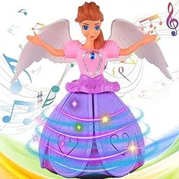 Angel Girl Dancing Doll Toy 360 Rotating Musical Pink Princess for Girls with Cute Colorful Flashing Lights and Music Kids Electronic Moving Barbie with Wings Learning Entertainment-image-71