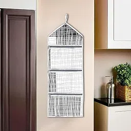 Kuber Industries Wall Hanging Closet Organizer for Wardrobe with 3 Pockets & Zip | Letter Holder, Socks & Tie Storage Pouches | Black Lining -Grey-picture-46