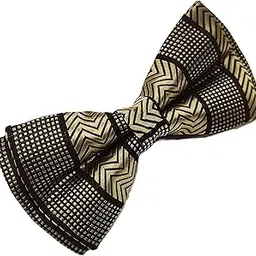 voici France Men's Pre-Knot Bow Ties Paisley, Polka, and Self Design Satin Fabric Free Size-picture-20