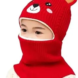 Baby Boys Girls Winter Knit Cap Hat Soft Fleece Velvet Fur Woolen Monkey Hats | Skull Beanie Pom Pom Unisex Kids Woolen Hat (Age 1-7 Yrs)-picture-53