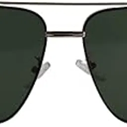 Rectangular Unisex Sunglasses, Green Lenses, Metal Frame, UV Protection-picture-14