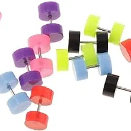 bnf 12pcs Acrylic Stainless Steel Barbell Stud Earring Fake Illusion Guage Plugs Jewelry & Watches| Fashion Jewelry| Earrings-picture-25