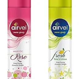 Airvel Room freshener Spray Pack of 2 - with Mesmerizing Fragrance for your Refreshing Atmosphere|Helps to remove bad Odour|(Majestic RoseFresh Lemon,125g Each)-picture-11