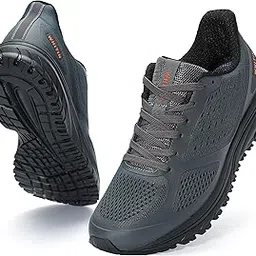 joomra Men's Tennis Shoes Lace up Walking Trail Running Size 11 Treadmill Mesh Gym Comfort Fashion Cushion Footwears for Man Working Athletic Sneakers Gray 45-picture-48