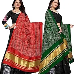 kemza Women's Gaji Silk Printed Bandhni Dupatta Pack of 2-picture-48