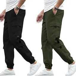 Men’s Track Pant Combo – Cargo Style Jogger Pants | Lycra Blend | Full Elastic Waist | Comfortable Casual Bottoms-image-37
