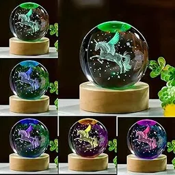 GITGRNTH 3D Galaxy Crystal Ball Lamp with Light Changing Wooden Base - 2.36 Inch Solar System Night Lights, 3D Crystal Balls, Galaxy Lamps Ball, Crystals Balls Light Lamp (RGB Unicorn)-image-43