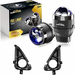 Audio Wheels 3" LED Projector Fog Lamp with Cover - 120W, 6000K White | Dual-Beam | with Blue Tint Film | 12V/24V Fog Light for Car & Vehicle Modification | For Hyundai I 20 (2020)-picture-18
