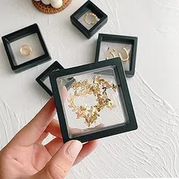 Ghelonadi GHELOSON 3D Floating Frame Display || PE Film Jewellery Box|| Frames Container for Necklace/Bracelet/Chip/Pin|| Transparent Dustproof Box(Black- Size - 9x9x2Cm - 4 PCs).-image-51