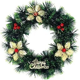 WALLZY 10 Inch Christmas Wreath for Decoration, Reusable Christmas Wreaths for Front Door and Wall, Green Wreath Ring for Christmas Decorations, Xmas Wreath Frame and Wreath Hanger for Door (10 inch)-picture-20