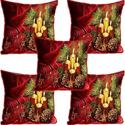 DREAMVIO Polyester Merry Christmas Throw/Pillow Covers, Cushion Covers for Living Room - Set of 5, 12 X 12 Inch (Multicolor, Dv512Mccjute0055)-picture-21