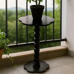 Multipurpose Wooden Side Table & Planter Stand | Use in Living Room, Kitchen, or Balcony | Holds Masala Jars, Plants & More (Black)-picture-28