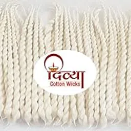 Divya Cotton Wicks™ || Pure Cotton Handmade Batti for Diya || Divya Twisted Cotton Wicks || Aarti Batti for Pooja || Handmade Cotton Wicks for Puja || Color : White || Pack of 12 Packet-picture-57