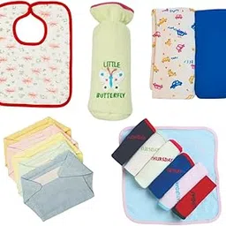 Fash-N-Vibe Light Blue Newborn Baby Starter Kit with Bib Bottle Cover Wrapping Sheets Nappies Napkin Set 0 to 3 Months Ideal for Travel Gifting Festive or Home Use_14-picture-33