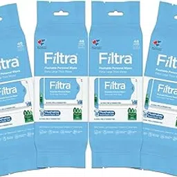 filtra Filtra® Flushable Personal Wipes | 99% Water Wipes | 100% Flushable & Septic Safe | Baby Wipes | Toilet Wipes | Intimate Wipes | Menstrual Wipes | Hygiene Wipes| Surface Wipes | Travel Wipes | Fragrance Free | Zero Alcohol & Parabens | Latest Technology - 100% Plant Based, Flushable, Biodegradable | 8 Wipes/Mini Pack, 6 Mini Packs/Bag = 48 Wipes (48 count (Pack of 4) - 192 Wipes)-picture-22