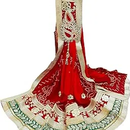avilhara Rajasthani Marwari Bandhej Bandhani Chunri Odhana - Semi Georgette-picture-55