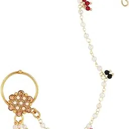 cz stone Ethnic Gold Plated Nose Pin and Beaded Chain-picture-19