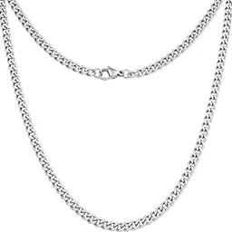 Chain for Men boys Jewellery Stainless Steel Valentine Long Chain Gents Platinum Necklace Silver Chain for Men Boys Stylish-image-78