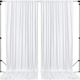 Stookin White 10 feet x 10 feet Polyester Backdrop Drapes Curtains Panels with Rod Pockets - Wedding Ceremony Party Home Window Decorations (5X10), (2 Panal Set)-picture-16