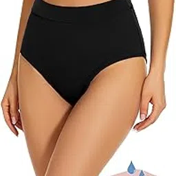 Period Swimwear Bikini Menstrual Leakproof Swim Bottoms UPF 50+ Waterproof Brief Light Flow for Women Girls Teens, Black, L-image-4