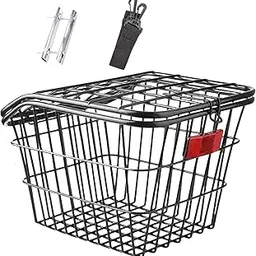 Merishopp Rear Bike Basket Iron Wire for Kid Folding Bikes Most Rear Bike Racks Hiking Sporting Goods|| Outdoor Sports|| Scooters|| Parts & Accessories-picture-19