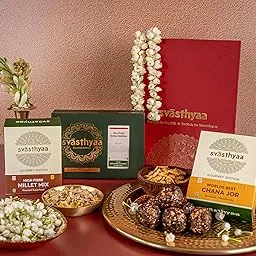 Svasthyaa - Dry Fruit Dates Laddoo - Chana Jor, Moong Jor & Millet Mix, No Added Sugar or Preservatives - Rich in Natural Protein - Sweetened with Premium Dates - Healthy Gourmet Gift Box - 6 Pcs-image-74