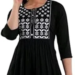 Sunny Fashion Womens Rayon Western Top- Black-picture-25