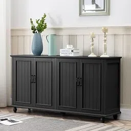 TGF Furniture Store Decorative Storage Cabinet – Black Finished Wood with Carved Mandala Door – Boho Accent Furniture for Living Room or Entryway-picture-14