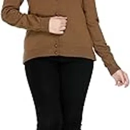 oswal Ladies Full Sleeves Woolen Cardigans - Dark Camel-picture-35