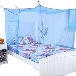 Divyanshi Mosquito Net Blue Mosquito Net for Single Bed/Double Bed, 4x6.5 Insect Protection Net image 1