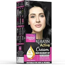 Sterling Naturals Keratin Active Cream Hair Colourant Kit, 100% Grey Coverage, 10+ Weeks Colour Lasting, Vitamin-C, Hair Color Dye Creme Gel (Black, 60g)-picture-57