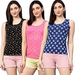 diaz Women's Super Combed Cotton Rib Fabric Slim Fit Tank Top-Pack of 3-picture-11