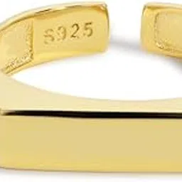 miss jo 92.5 Sterling Silver Brushed Gold/Silver Bar Ring, Adjustable Stackable Ring, Classics Collection, Gift for women and girls, BIS Hallmarked-picture-10
