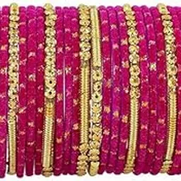 craftfry Fancy Glass Golden Beads & Polka Dots Velvet Bangles Set For Women and Girls | Stylish Designer Bangles | Glass Chudi | Women's Fashion Jewellery-Set of 34-picture-30