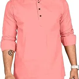 finivo fashion Men's Cotton Polyester Blend Solid Regular Fit Full Sleeve Short Kurta-picture-16