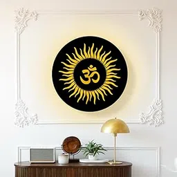 PY Creation LED Wall Decor Scenery Light Decoration 12 inch,Mandir for Home Temple for Home and Office Decor Home LED Frame Wall lamp MDF,Jali for mandir Light puja Room Decor (OM-3)-picture-53