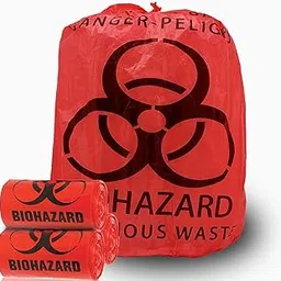 daarcin Biohazard Waste Bags 10 Gallon Red Heavy Duty Biohazard Garbage Bags 20pcs With Hazard Symbol Disposable Hazardous, Trash Liners for Infectious Waste Disposal (24.4x24.4in/62x62cm)-picture-12
