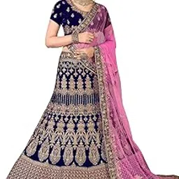 manvaa Women's Velvet Lehenga Choli (SKTRZI7254_Blue_Freesize)-picture-24