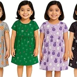 Liasun fabrica -Soft Cotton Kids/Girl Babies Soft Cotton Frocks (Pack of 4) Multicolor-picture-53
